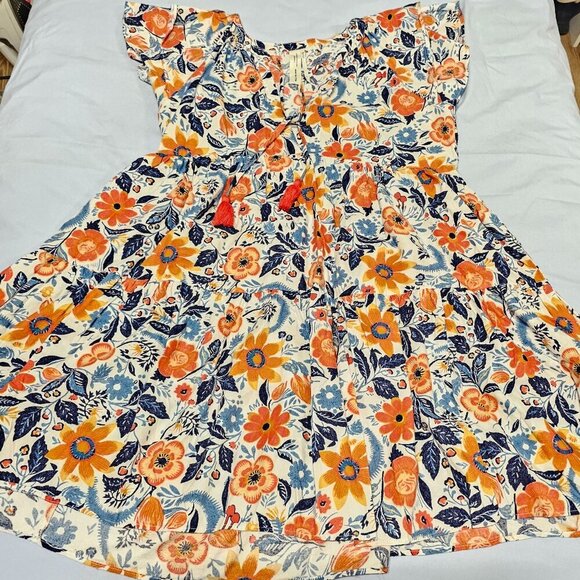 Anthropologie Flannel Pajama Dress Women Size 5 Real Fun, Wow Floral Tiered - Picture 14 of 16